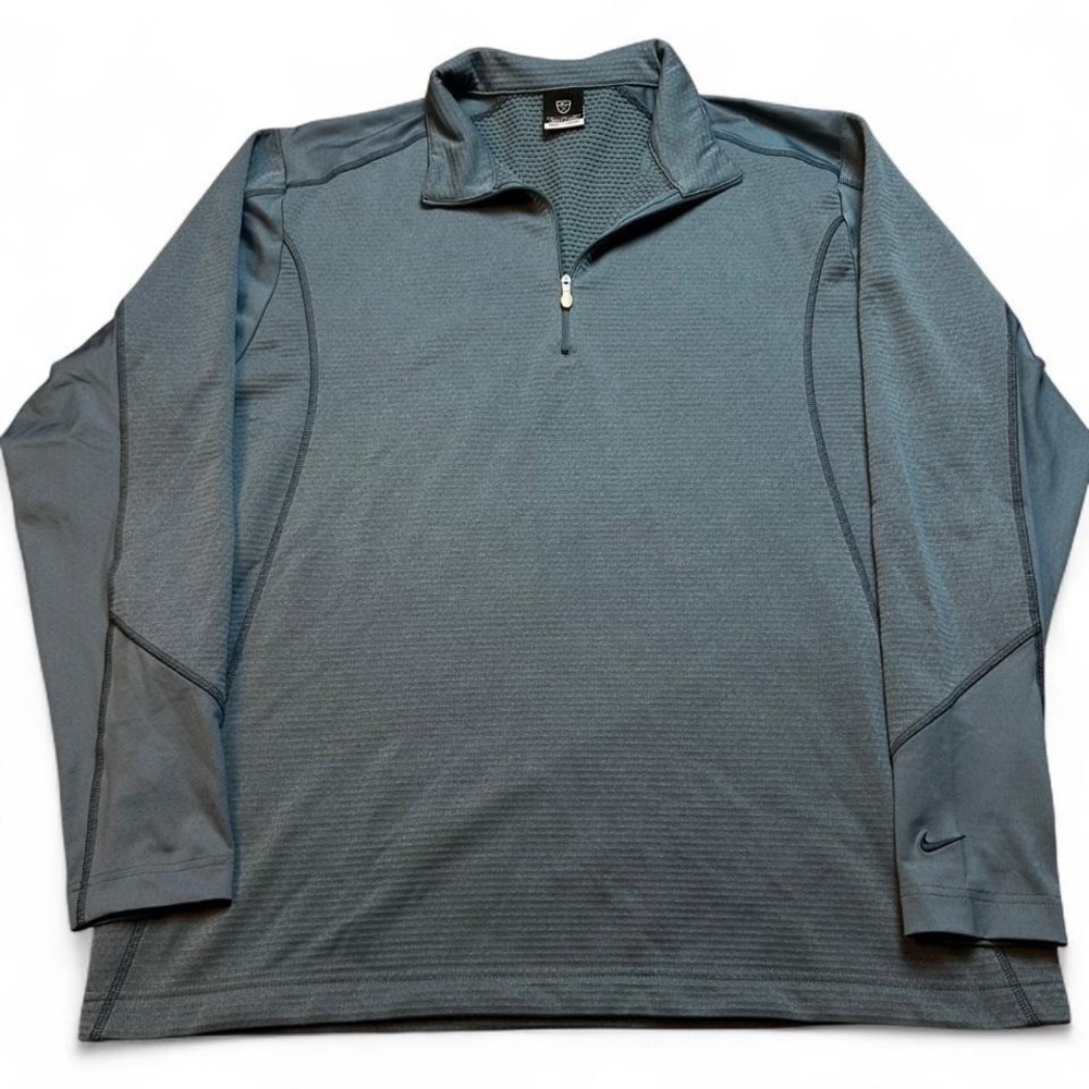Nike Sweater‎ Men XL Blue 1/4 Zip Sweatshirt Pullover Golf waffle Therma